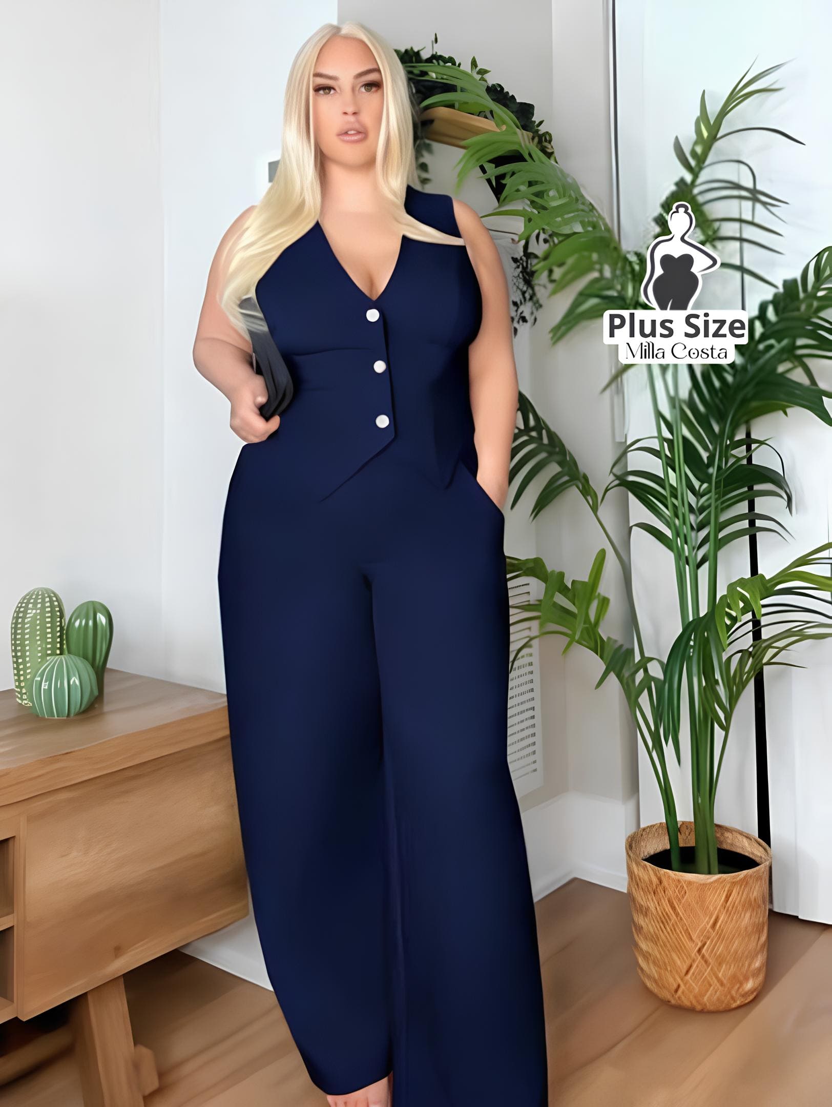 Colete Com Caimento Elegante Plus Size