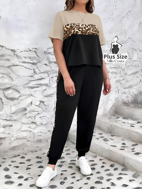 Conjunto Esportivo Com Detalhes Animal Print Plus Size