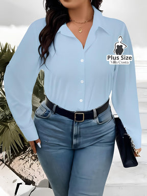 Camisa Social Clássica de Botões Plus Size