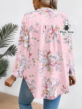 Blusa Floral Com Design Elegante Plus Size