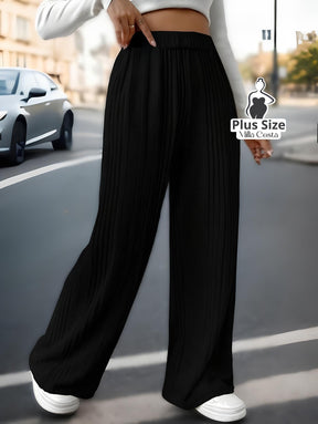 Calça Canelada Pantalona Confortável Plus Size